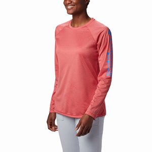 Columbia PFG Tidal Tee™ Heather Långärmad Tröja Dam LjusRöda/Blå (IOLYB0941)